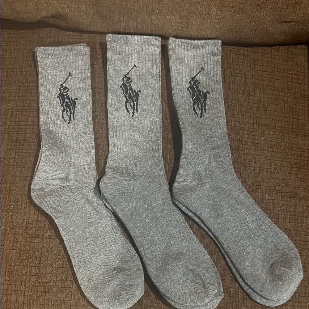 Polo by Ralph Lauren Men's Classic Gray Socks 3 Pack. - Picture 1 of 4